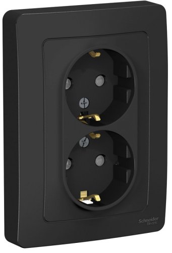 Розетка с заземлением Systeme Electric Blanca 1-м. 2-мод. шторки антрацит картинка